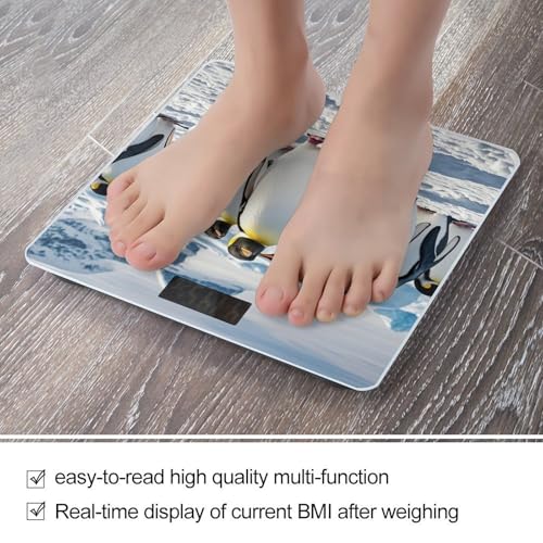 Balanza digital de baño con diseño de pingüino y vidrio templado miniatura 5