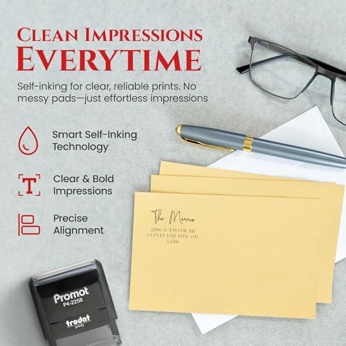 Promot Address Stamp - Personalized Text (Font Style 7) Up to 4 Lines with 4 Ink Color Options, Self-Inking Rubber Custom Stamp for Office & Small Business - Easy to Change Ink Pad - Large - Thumbnail 3
