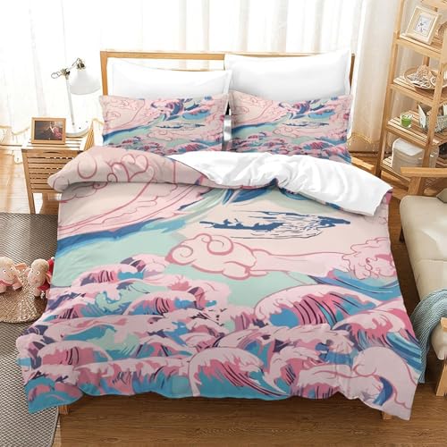 Housse de couette vagues microfibre 140x200 impression 3D premium - 3