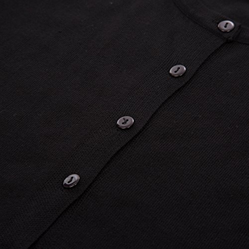 Grace Karin Long Sleeve Button Down Crew Neck Knit Cardigan Sweater For Women (L,Black) #TOP6