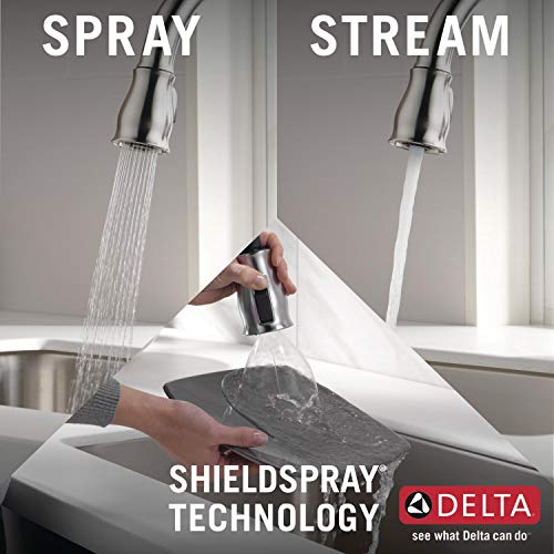 Delta Faucet Leland Single-Handle Kitchen Sink Faucet with Pull Down Sprayer, ShieldSpray Technology and Magnetic Docking Spray Head, SpotShield Stainless 9178-SP-DST
