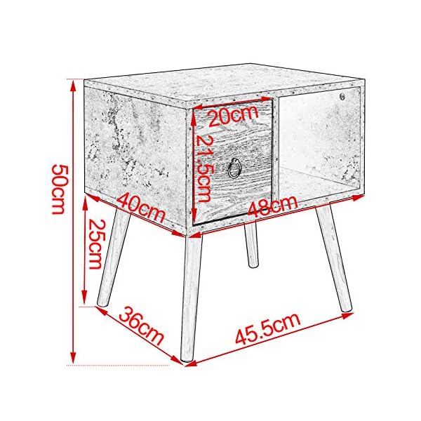 WOLTU Bedside Table with 1 Drawer and 1 Open Compartment Side Table Nightstand Bedroom Bedside Unit Cabinet 48x40x50cm TSR72 - Image 5