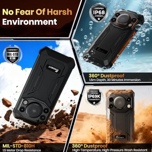Image of FOSSIBOT F110Pro 5G -10000mAh Rugged Phone Android 15, MTK Dimensity 6300+ Smartphone 128dB Louder Speaker, 20GB+128GB -2TB Cell Phone, 6.745 inch FHD Display, 50MP Ai Camera, 5G Dual SIM