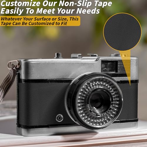 Image of Oleitodh 4 inch x 60 ft Rubber Grip Tape, Black, for Handles & Tools | Ultra-strong, waterproof non-slip tape, textured adhesive grip for gear, game controllers, or any slippery surface.