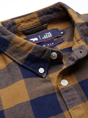 Image of The Bear House Men Cotton Checkered Slim Fit Shirt