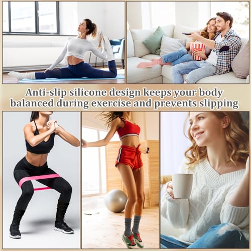 Image of Jspupifip 4 Pairs Women Slouch Pilates Socks with Grips, Non-Slip | 90.5% Cotton, Silicone Grip, Breathable, Yoga Scrunch Socks, Fits US 5-8, Barre, Hospital, Workout
