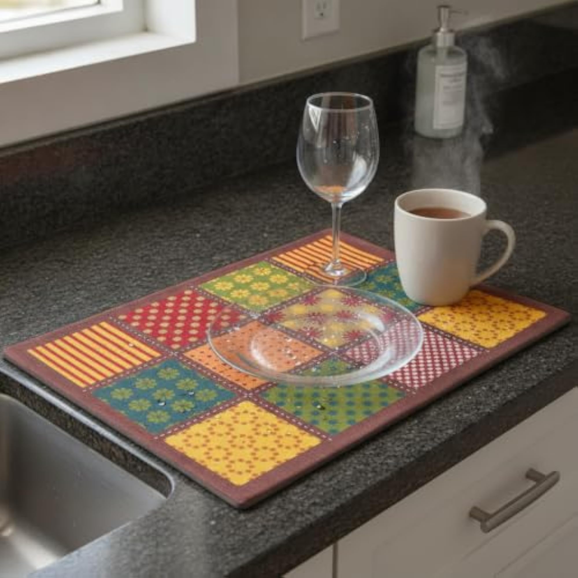 American Retro Kitchen Counter Mat, Quick-Dry Absorbent Diatomite Pad
