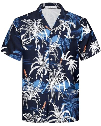 SdetYuia Men's Hawaiian Shirts Relaxed Fit Beach Shirt Short Sleeve Tropical Button Down Shirts