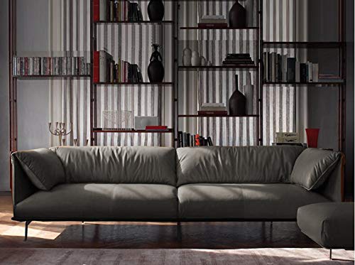 Image of Wento Thick 1 Yard Faux Leather Soft Skin Grain PU Fabric for Furniture Cover, Reupholster Sofa Chairs, Cushions, Vinyl Upholstery (1 Yard, Dark Gray)
