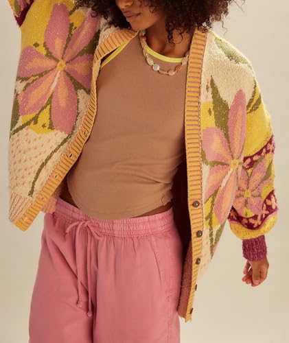 Image of Cardigan Sweaters for Women Button Down Shawl Collar Oversized Sweater Coats Y2k Print Cardigans Fall Fashion