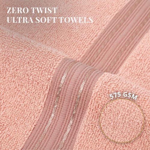 Image of LANE LINEN Luxury Bath Towels Set - 1 Piece, 100% Cotton Bathroom Towels, Zero Twist, Quick Dry Absorbent Bath Towel, Super Soft Gym Towel - Dusky Pink