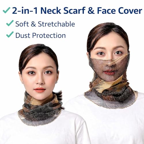 Image of Women's Scarf | Stole For Woman | Collar Scarf For Women Stylish | Stall For Womens | Border Print Face Cover Head Wrap | Boho|Beach|Multicolor|18 x 40cm | Pack Of 1