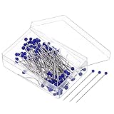PATIKIL Nähnadeln, 200 Stück, 3,8 cm, Perlglanz-Kugelkopfnadeln, gerade Nadel für Stoff, Dekoration, Stoffherstellung, DIY, Dunkelblau