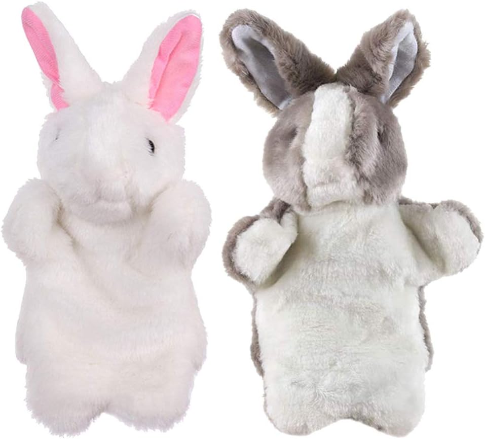 Nuobesty 2個イースターバニーウサギのハンドパペットぬいぐるみ動物おもちゃイースターのための Nuobesty 2個イースターバニーウサギのハンドパペットぬいぐるみ動物おもちゃイースターのための