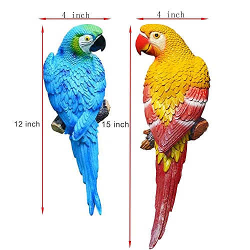 Ascebrk Parrot Statues For Garden, Indoor Outdoor Parrot Statues And Figurines,Resin Hanging Macaw Sculpture Wall Decorations Tree Animal Birds Statues Tropical Decor For Patio Lawn Yard Home #TOP1
