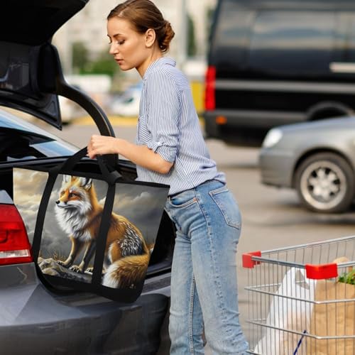 Fox Golden Rock Large Insulated Tote Bag for Grocery Shopping Reusable Tote Bags for Women Men, Cooler Bag with Zippered Top & Handles for Beach Picnic Travel4