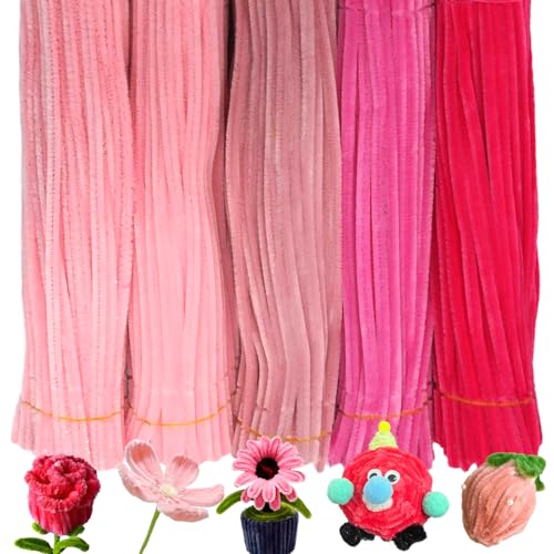 URSDIART Pink Pipe Cleaners, 500pcs Chenille Stems for Crafts by URSDIART - Used condition - US$13.62