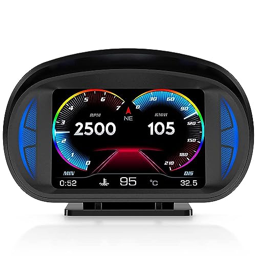 OBEST OBD GPS Smart Instrument, Auto Head up Display, Tachometer Auto, Anzeige von Geschwindigkeit und Richtung, In-car Kompass, Kilometerzähler, Arbeit für alle Autos
