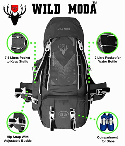 Image of WILD MODA 65 LT WATERPROOF HIKING AND TREKKING BAG WITH LAPTOP COMPARTMENT