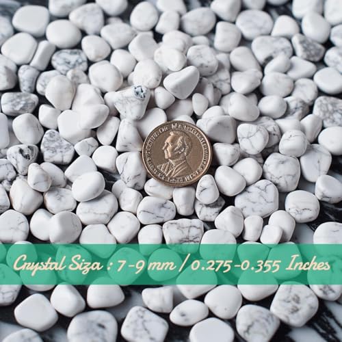 Image of Polished Howlite Crystal Chips Bulk 200 Pcs - 0.3 inch Small Tumbled Stone Chips Rocks, 10 oz Crushed Sea Glass Vase Filler Stones for Healing, Reiki, Crafting, Home Decor