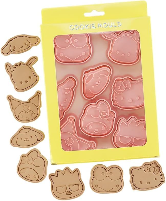 Cute KITTY Cat Cookie Cutter Set, 8 Cartoon Pieces With Embossed Pattern, 3D Fun Cookie Cutter Set, DIY Baking Cake Fondant Pastry Baking Supplies