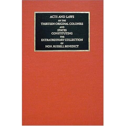 Acts and Laws of the Thirteen Original Colonies and States Cover