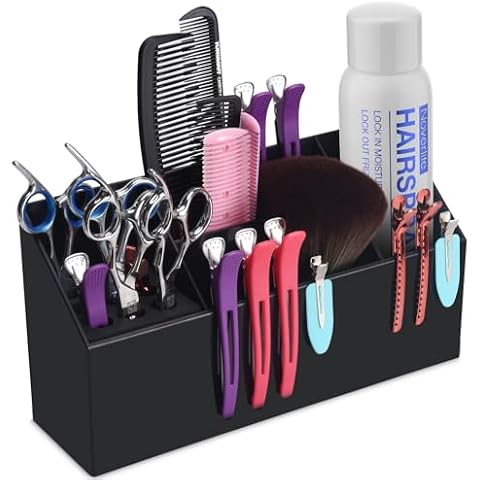 Noverlife Hair Scissors Large Storage Box, Shear Holder for Hair Salon, Scissor Holder, Hairdressing Combs Clips Scissors Professional Hairdressing Combs, Clips, Brushes Storage Racks Tool Box - Black Cover