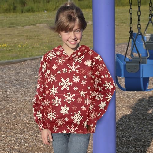 Kids Hoodies Sweaters Christmas Xmas Snowflake Hooded Sweatshirts with Big Pockets for Boys Girls B04000804