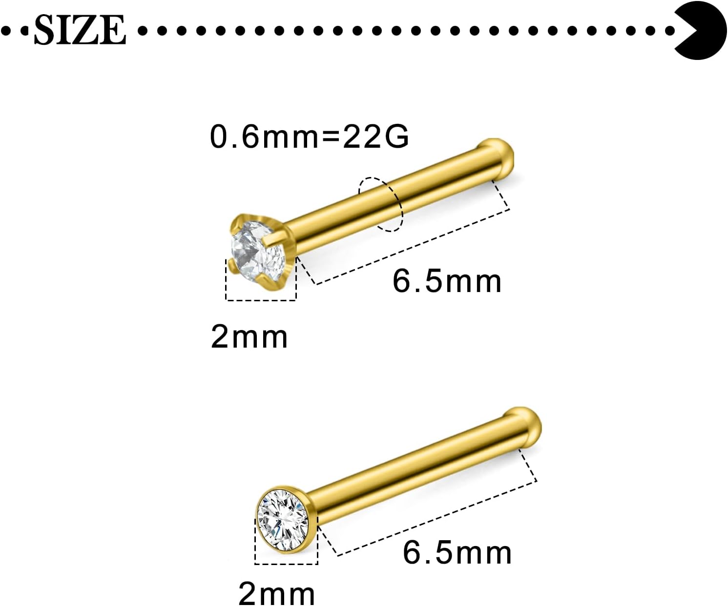 Hoeudjo Nose Studs Surgical Steel Cubic Zirconia Nose Rings Kit for Women Men Tiny Nose Stud Screw & Bone & L Shaped Nostril Piercing Jewelry 24-18 Gauge 10 Pieces