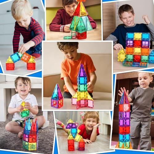 Image of Storio Magnetic Tiles Building Blocks for Kids 3 4 5 6 7 8 Years,Educational Learning Toys for 2 3 4 5 Year,Magnetic Toys for Kids,Learning Educational Brain Toys - 16 Pcs