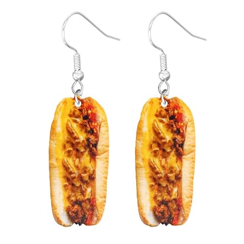 Imitation Food Dangle drop Earrings Hamburger Fries Taco Bread Cookies Earrings-bread