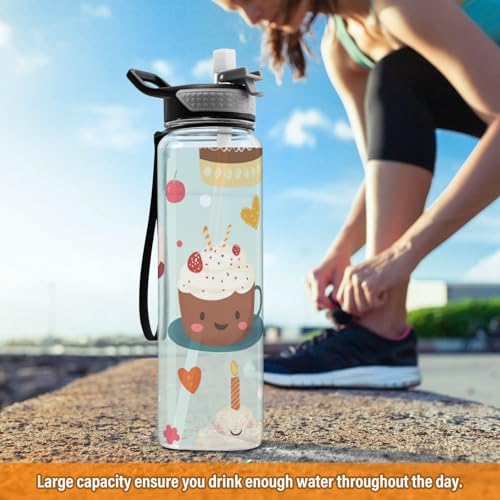 Gourde avec paille Tritan sans BPA bouteille eau réutilisable 1L - 7