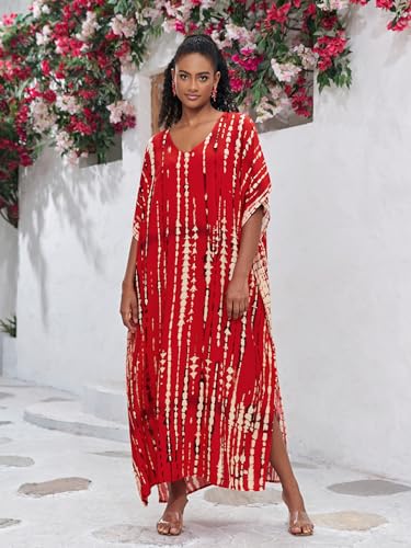 Image of Kaftan Dresses for Women Plus Size Bathing Suit Cover up Caftan Maxi Beach Dresses
