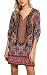 Women Bohemian Neck Tie Floral Print Ethnic Style Shift Dress (Medium, pattern 3)
