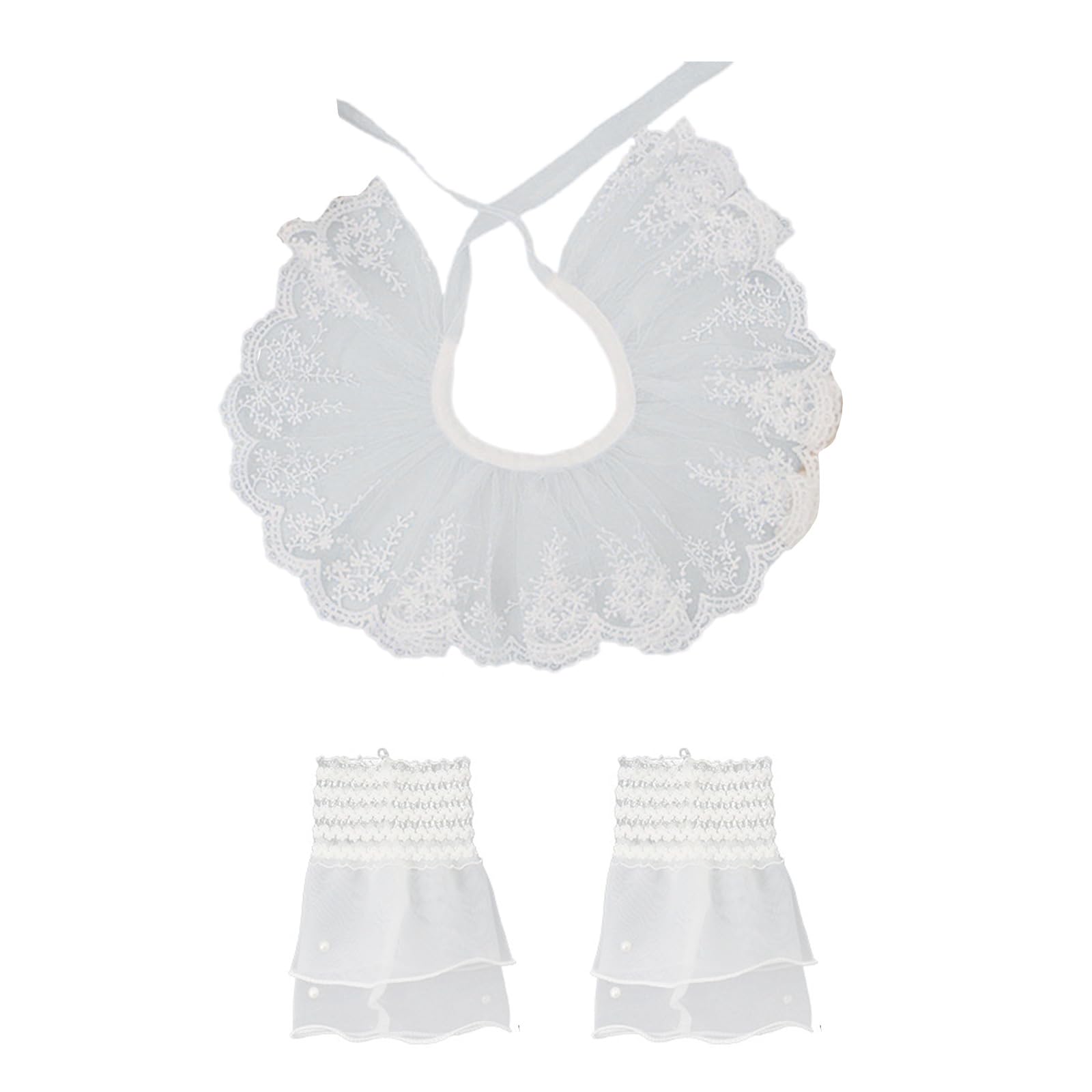 MICFENY Adjustable Wrist Cuffs Lace Detachable Collar For Blouses Dresses Vintage Fashion Accessory In White