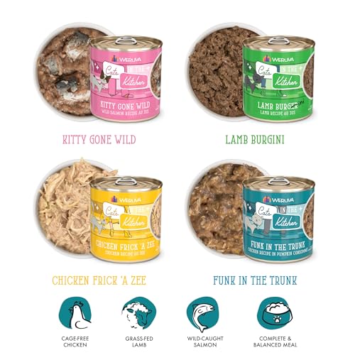 Image of Weruva Cats in The Kitchen, Kitchen Cuties Variety Pack, Wet Cat Food, 10oz Cans (Pack of 12)