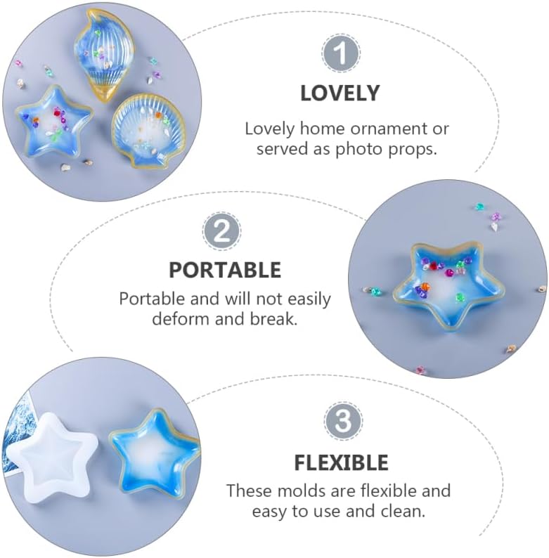 Miniatura 6 de EXCEART Molde de platillo de resina epoxi de silicona para bricolaje, plato de baratija, manualidades, decoración del hogar, organizador de joyas,