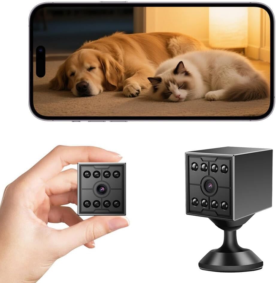 OBEST Mini Home Security Camera, 1080P HD Hidden Spy Camera with Night Vision & Motion Detection, Phone App Alerts for Indoor/Outdoor Wireless Surveillance, Baby, Pet, Car (Without SD Card)