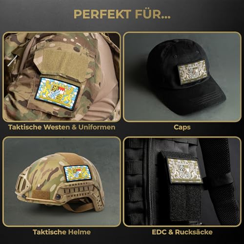 ALPENWOLF Bayern Patch Set – 2er Set Klassisch & Taktisch – 8×5 cm Gewebter Klett Aufnäher mit Bayernwappen – Für Rucksack, Cap, EDC Gear & Patch-Sammlung