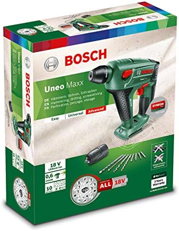 Bosch Home and Garden Cordless Drill UneoMaxx (without battery, 18 volt system, in carton packaging)