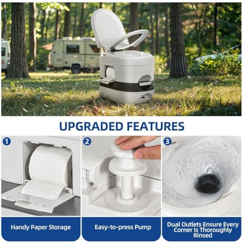 Image of 24L Portable Western Flush Toilet for Camping Indoor Outdoor Commode Travel Toilet for Adults Patients Traveling Toilet Seat for Adult (White)
