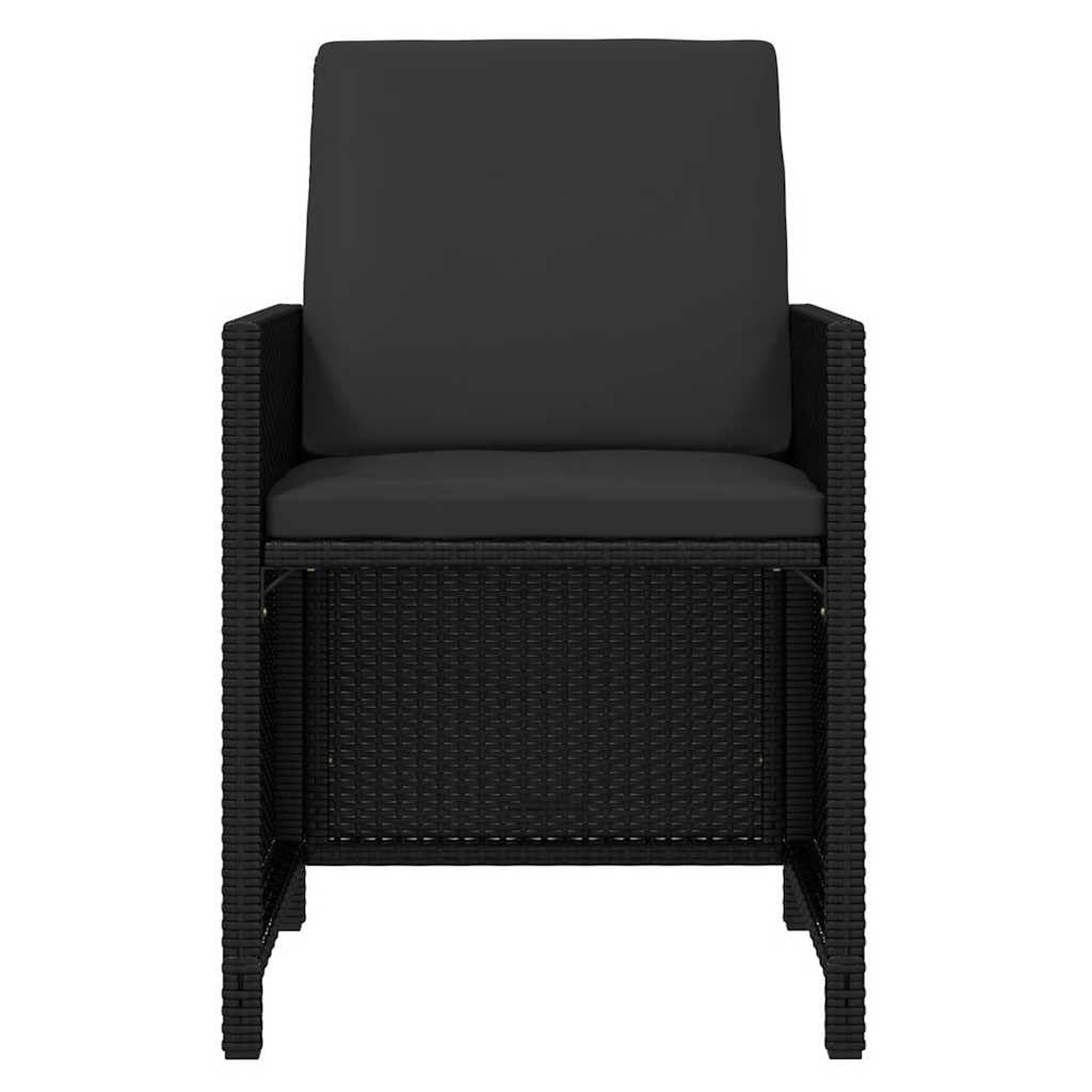 ACAGALA Conjunto de Muebles de Jardín 12 Sillas y Mesa de Ratán con Cristal, Comedor Exterior de Terraza con Cojines, Set para Patio y Jardín, Negro