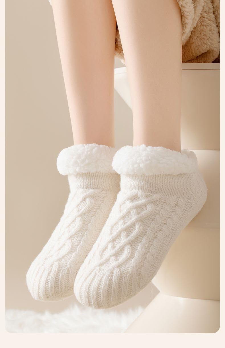 Wintersocken, warme Socken, dicke Socken for Herren, Wintersocken for Damen, Slipper-Socken, flauschige rutschfeste Socken for Zuhause, Bettsocken, Mädchen, warme Socken for Damen, Bodensocken(3 Pairs