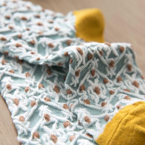 Image of HOMSSEM Floral Crew Socks - 5Pair Flower Graphic Soft Cotton Socks for Women, Teen Girls - for Sandals, - Cute Vibrant Colors