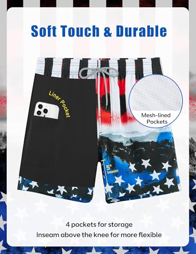 Image of APTRO Men's Swim Trunks with Compression Liner 5 Inch Bathing Suit Beach Swimsuits