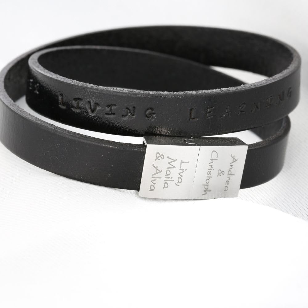 Armband Herren Gravur Leder braun Mann Leder Armband Koordinaten Männer Armband Text Männer Geschenke Herrenschmuck Namen Männerschmuck | HANDMADE IN GERMANY