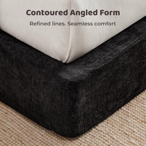 Image of RECCI AirFrame King Upholstered Bed Frame with Ergonomic Angled Headboard | Ergonomic Angled Headboard, 360 Soft Foam Surround, Low Profile Cloud Bed Frame, No Box Spring Required, Easy Assembly