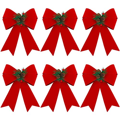 MCEAST 6 Pack Christmas Wreath Bow 9 x 12 Inches