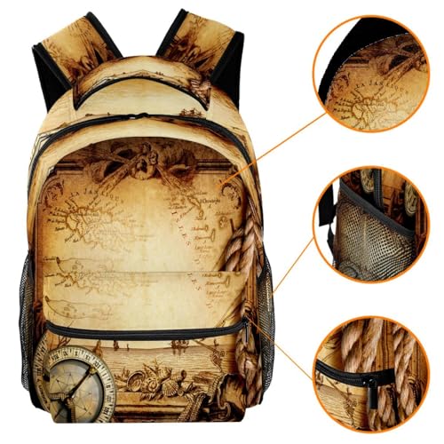 Sac à dos imprimé carte nautique multicolore boussole pirate 40cm - 3