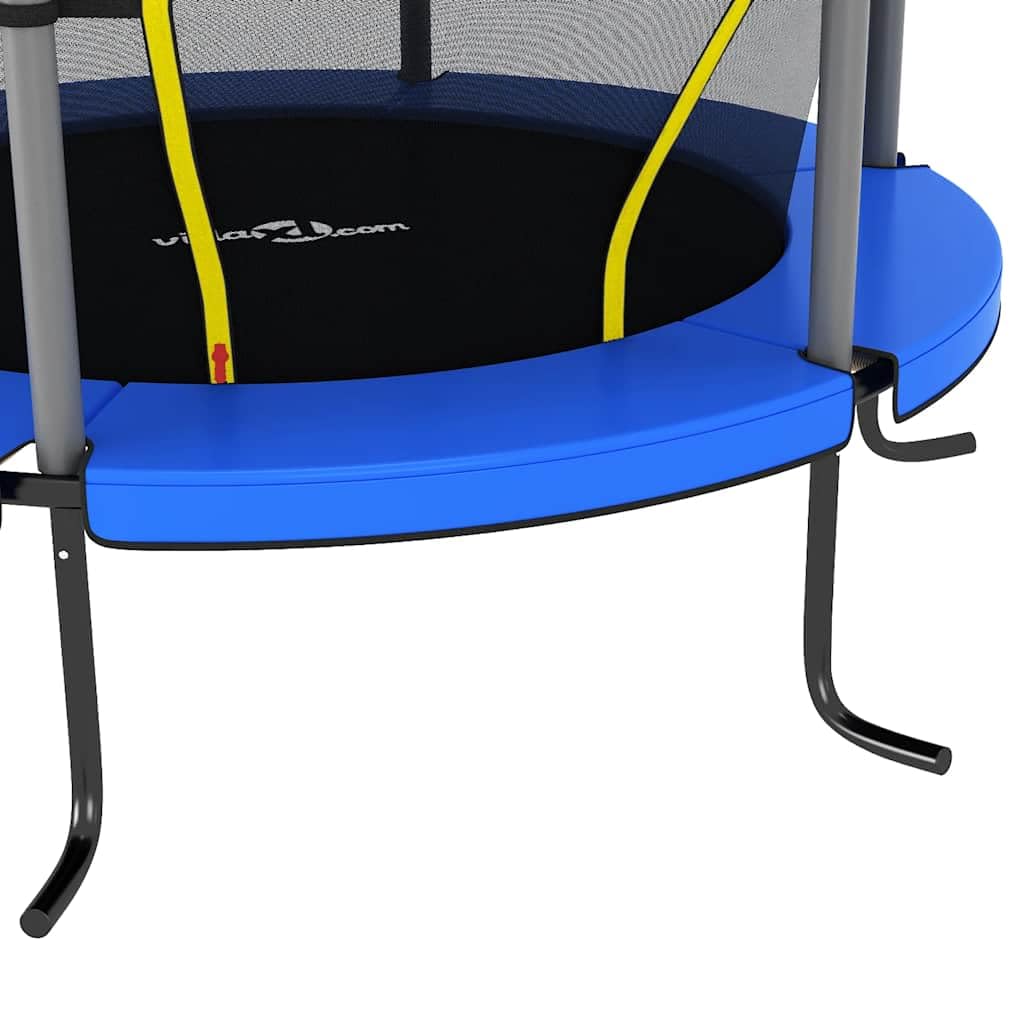 Trampolino rotondo con rete di sicurezza, 140 x 160 cm, blu, trampolino da giardino con copertura dei bordi, molla, scala e tappetino per salti, per giardino, terrazza, movimento, equilibrio